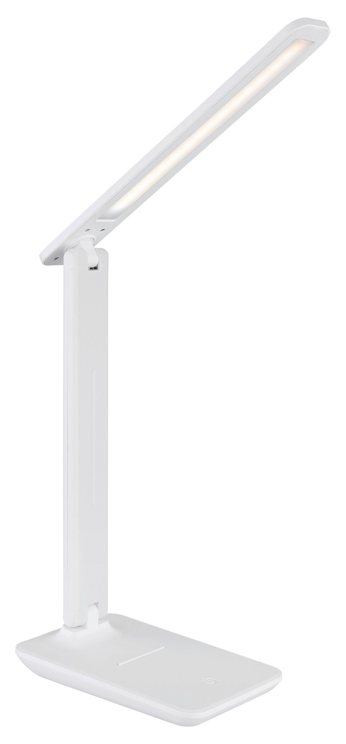 LED-Schreibtischleuchte 58439w - Opal/Weiß, Design, Leder/Kunststoff (28/11,5/50cm) - Globo