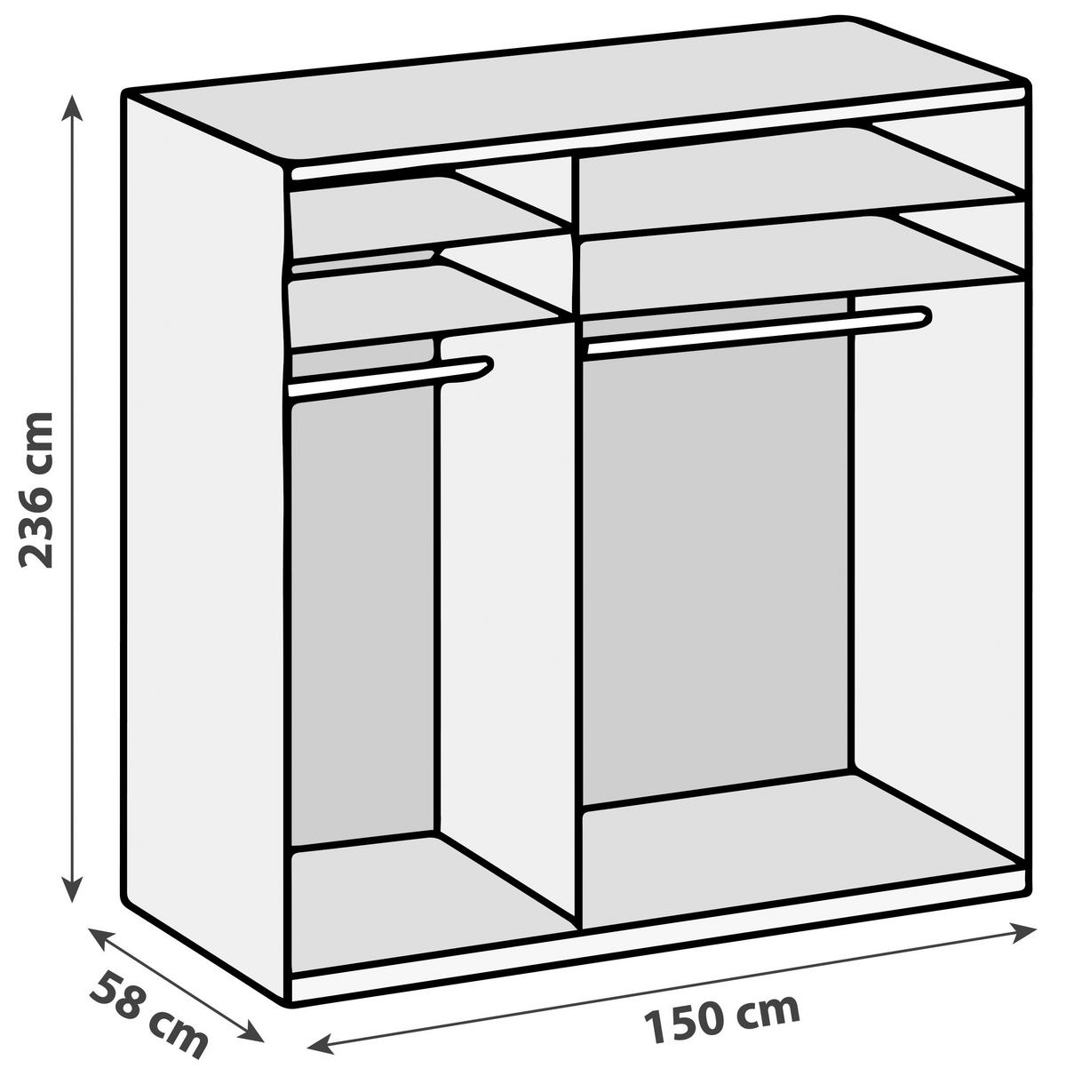 Drehtürenschrank B: 150 Cm Level Eichefarben - Eichefarben, MODERN, Holzwerkstoff (150/236/58cm) - MID.YOU