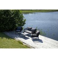 Loungegarnitur 4-Tlg. Lindos aus Aluminium mit Kissen - Schwarz/Grau, KONVENTIONELL, Kunststoff/Textil (134/69/80cm) - Gardenson