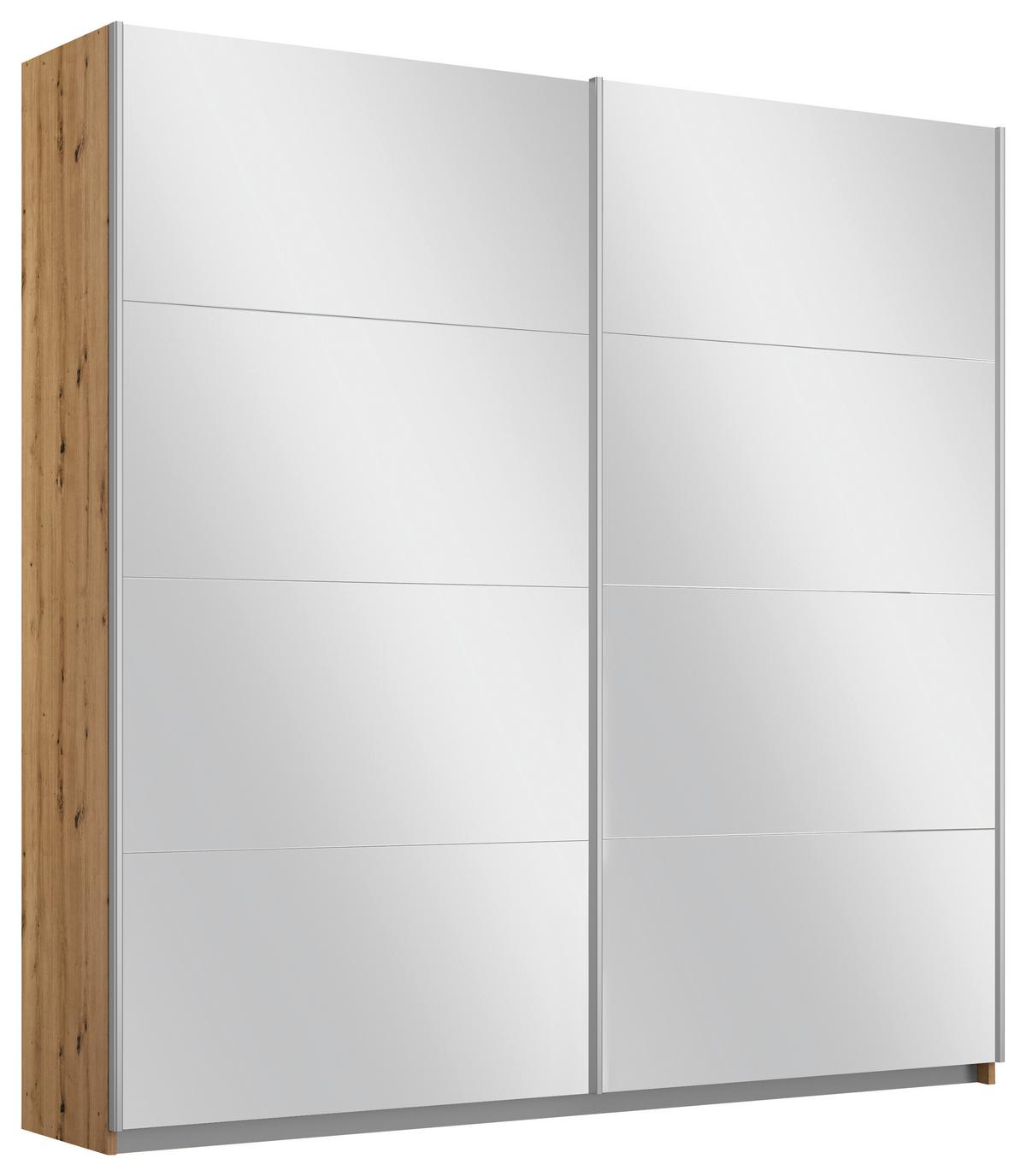 Schwebetürenschrank Subito - Silberfarben/Eiche Artisan, MODERN, Holzwerkstoff (181/197/61cm) - Rauch Möbel