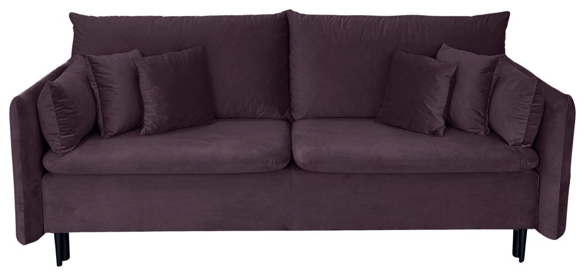 Schlafsofa Mit Bettkasten Orlando Aubergine B: 220 Cm - Aubergine/Schwarz, Design, Textil (220/96/102cm) - MID.YOU