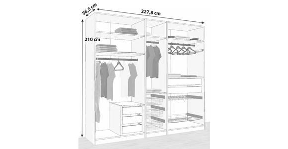 Offener Kleiderschrank Mit Laden 228 cm Unit Weiß - Weiß, MODERN, Holzwerkstoff (227,8/210/56,5cm) - Ondega
