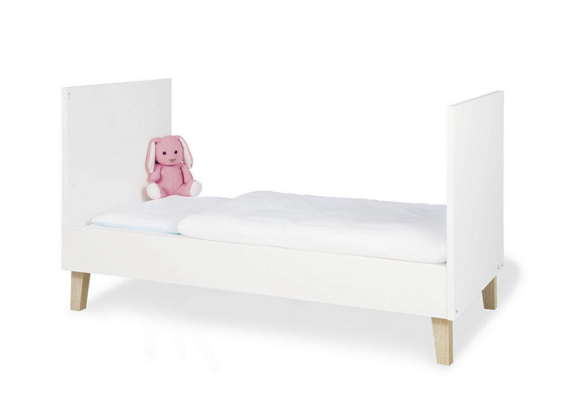 Gitterbett Weiß/eiche - Eichefarben/Weiß, Design, Holz/Holzwerkstoff (140/70cm) - Pinolino