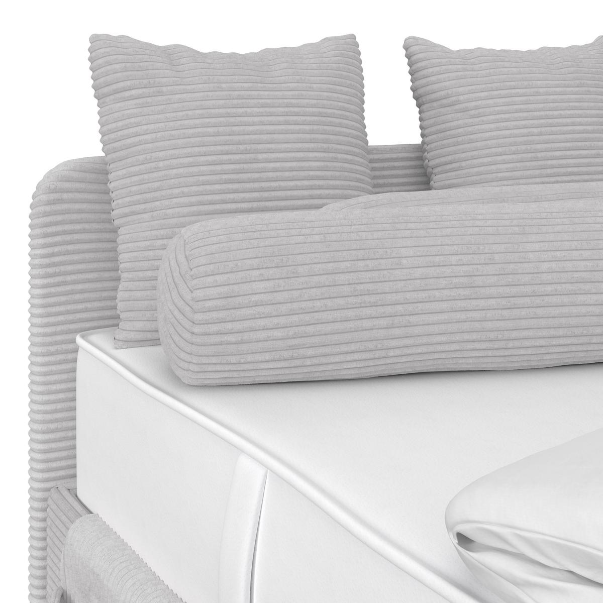 Kárpitozott Ágy Remi 90/200cm - ezüstszínű/szürkésbézs, Modern, textil/fa (90/200cm)