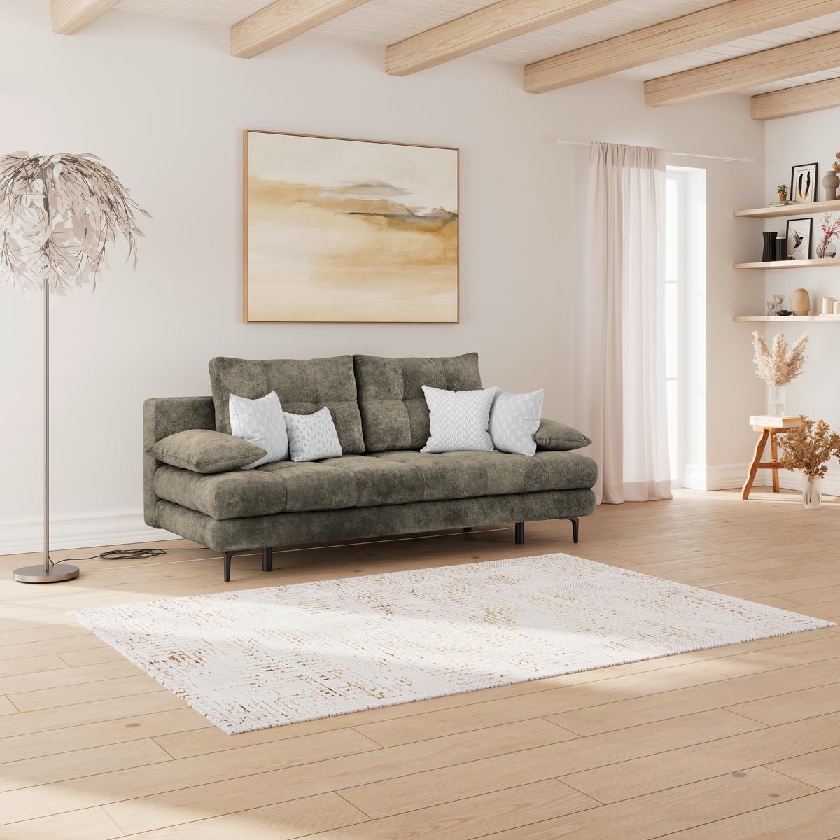 Schlafsofa Perla Mokka B: 203 cm - Schwarz/Mokka, KONVENTIONELL, Textil (203/94/96cm)