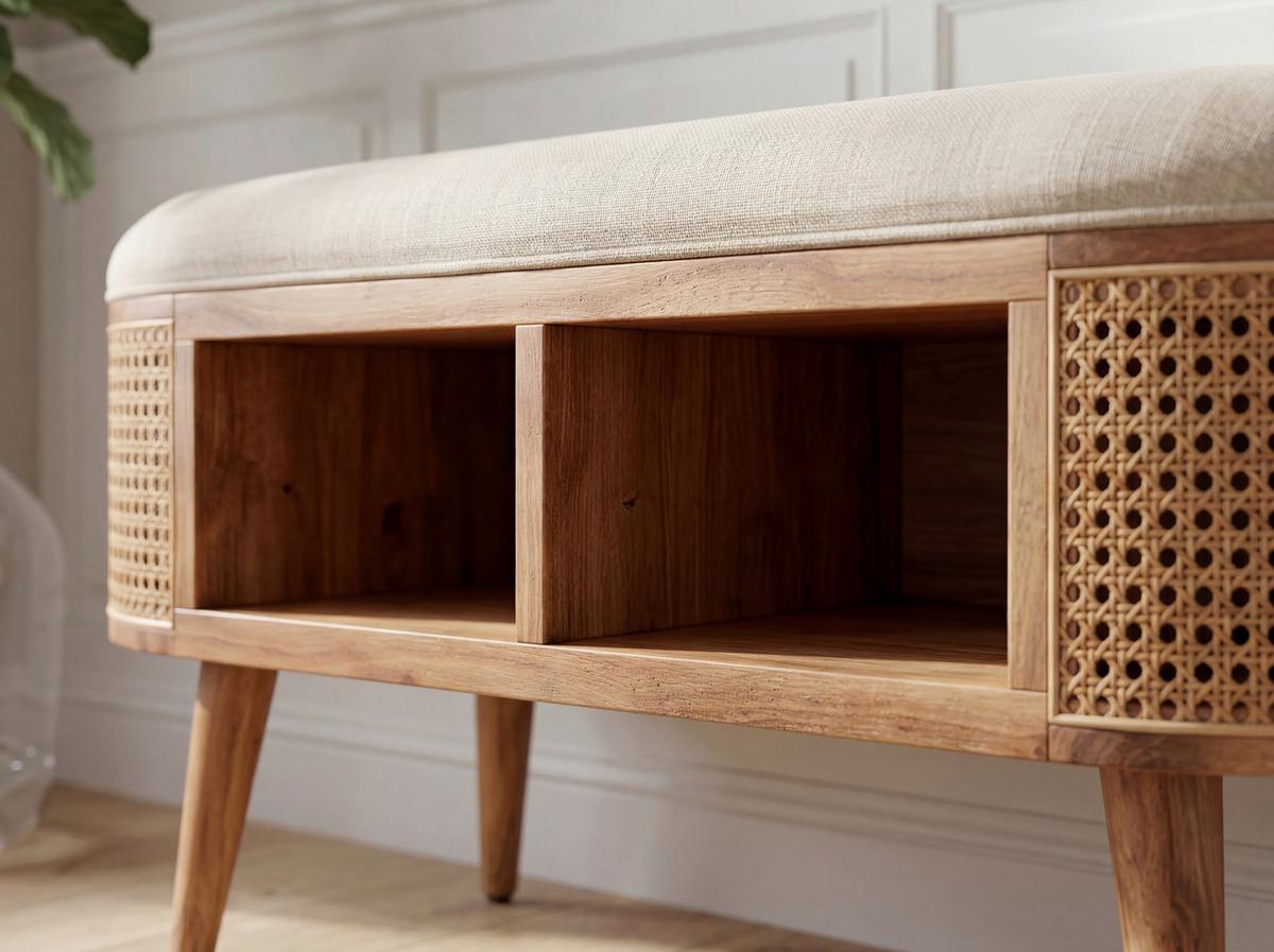 SITZBANK Akaziefarben B: 90cm - Weiß/Akaziefarben, Design, Holz/Textil (90/45/45cm) - MID.YOU