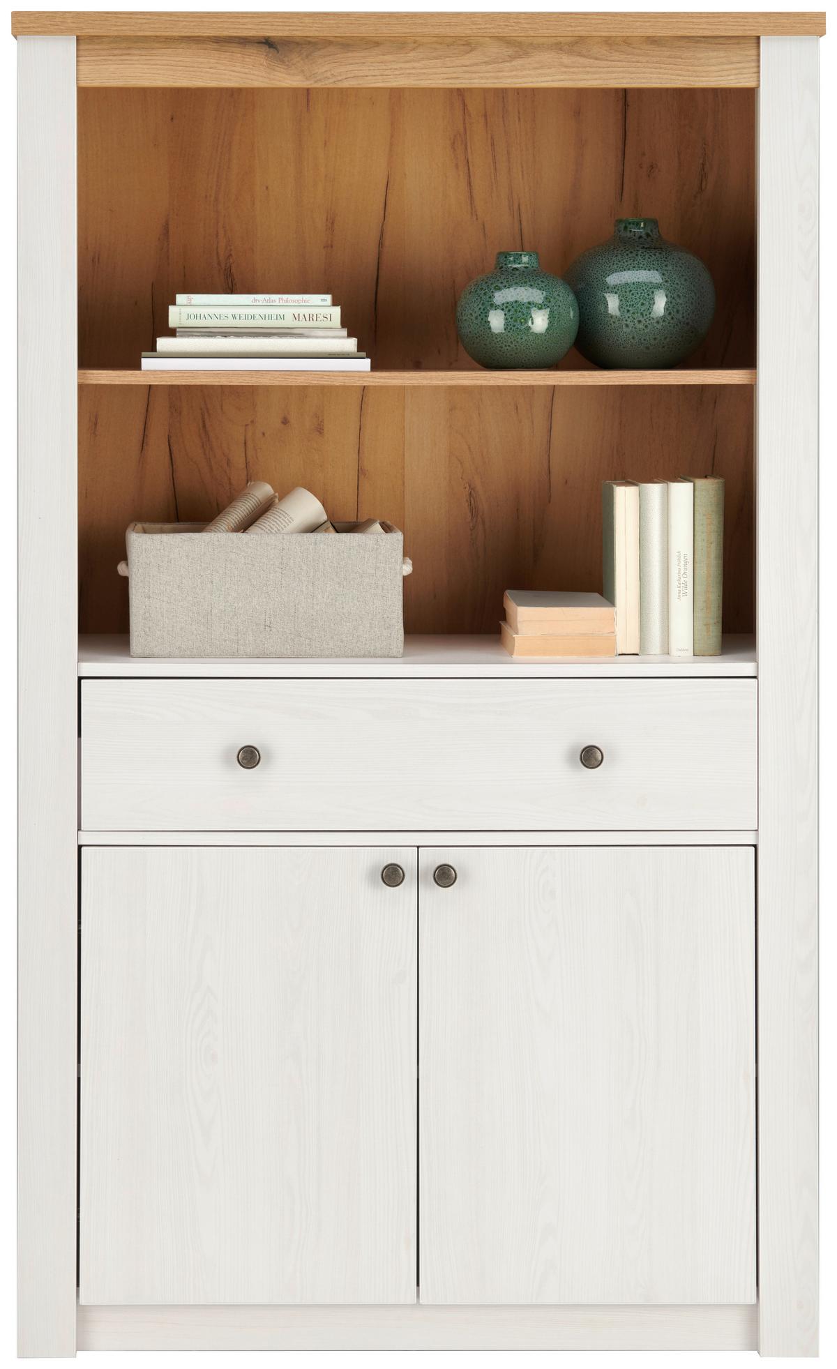 Bücherwand Rovigio Weiß, Lärche Dekor B: 97 Cm - Lärchefarben/Weiß, KONVENTIONELL, Holzwerkstoff (97/161/42cm) - Landscape