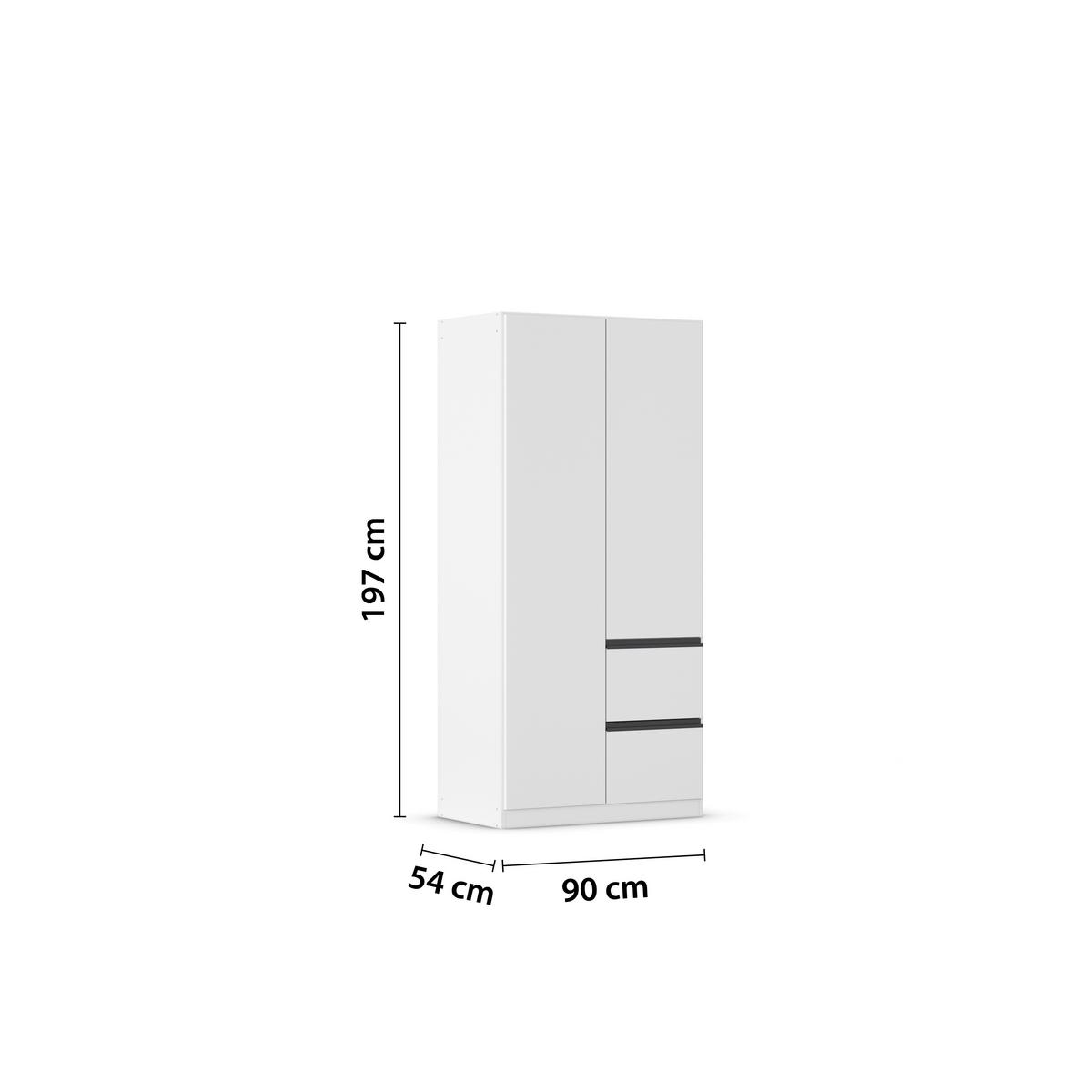 Drehtürenschrank Costa Weiß B: 91 cm - Weiß, MODERN, Holzwerkstoff (91/197/54cm) - Rauch Möbel
