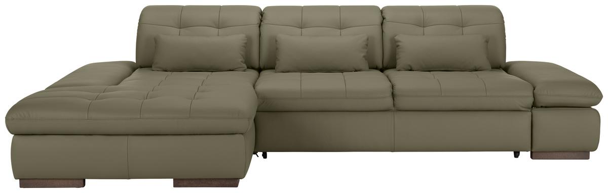 Rohová sedačka SANFINO, levá, šedá pravá kůže - šedá/barvy chromu, Konvenční, kov/kůže (199/79-96/305cm) - Premium Living