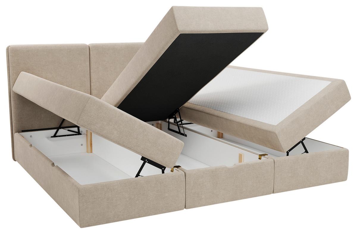 Familienbett Domino Combo Mit 3 Bettkasten, Beige 240x200 Cm - Beige/Schwarz, MODERN, Holz/Holzwerkstoff (240/200cm) - MID.YOU