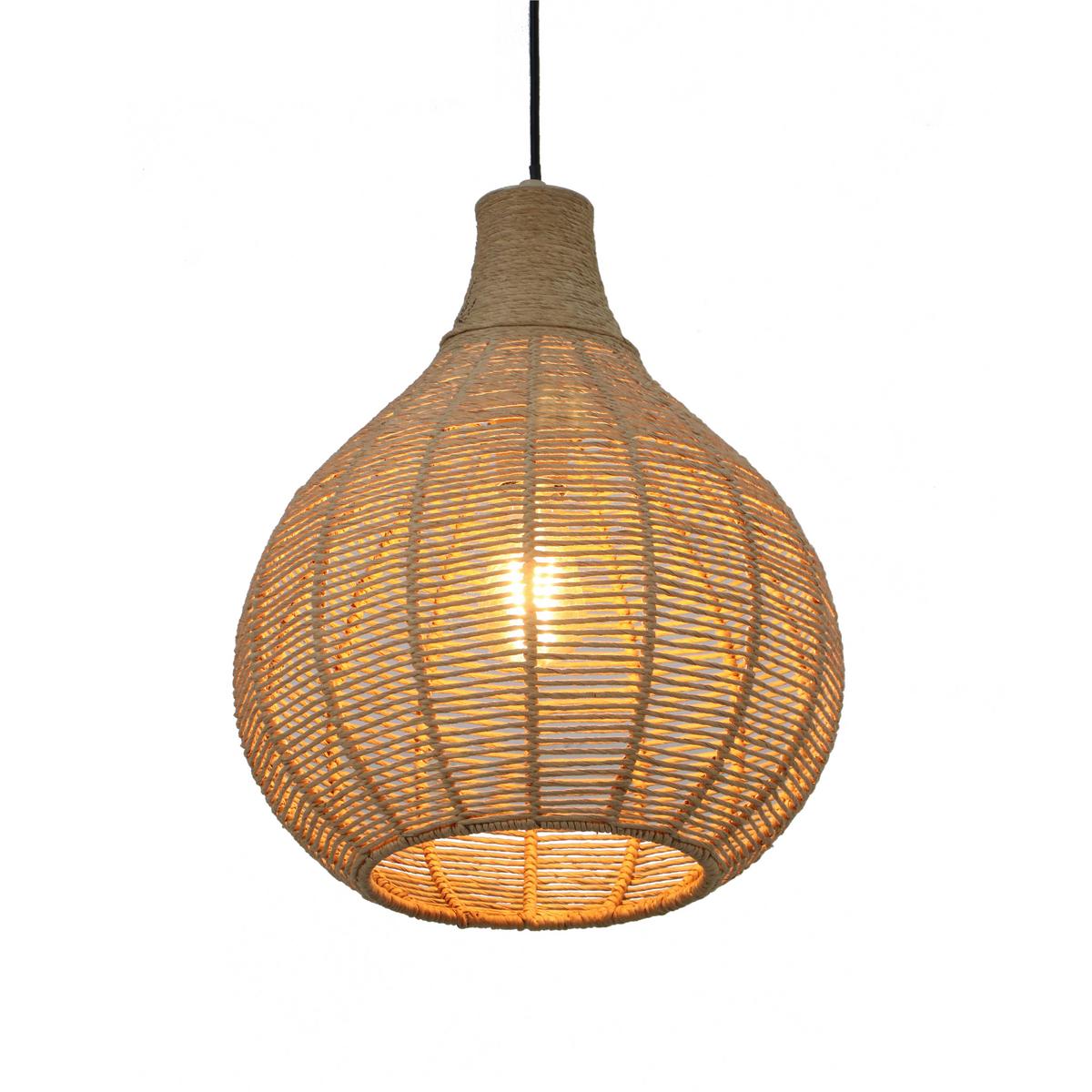Pendelleuchte 366790136 Janne - Schwarz/Naturfarben, Natur, Naturmaterialien/Metall (34/177cm) - Trio Leuchten
