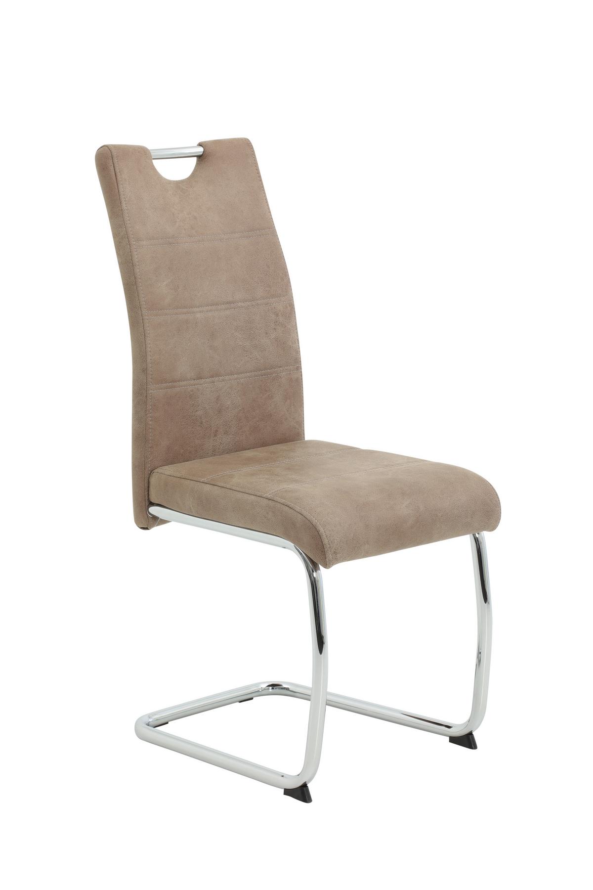 Schwingstuhl-set Flora Beige B: 43 Cm - Chromfarben/Beige, MODERN, Textil/Metall (43/98/59cm) - MID.YOU
