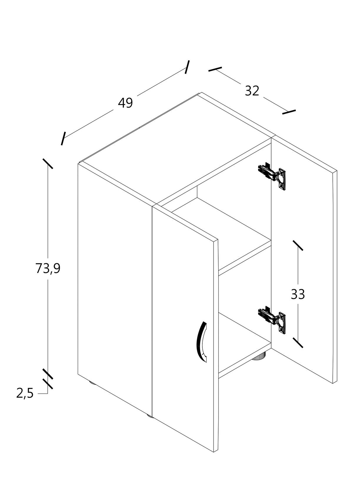 Aktenschrank Ulas 2 Honigeiche Dekor B: 49 Cm - Honigeiche, MODERN, Holzwerkstoff (49/74/34cm) - MID.YOU