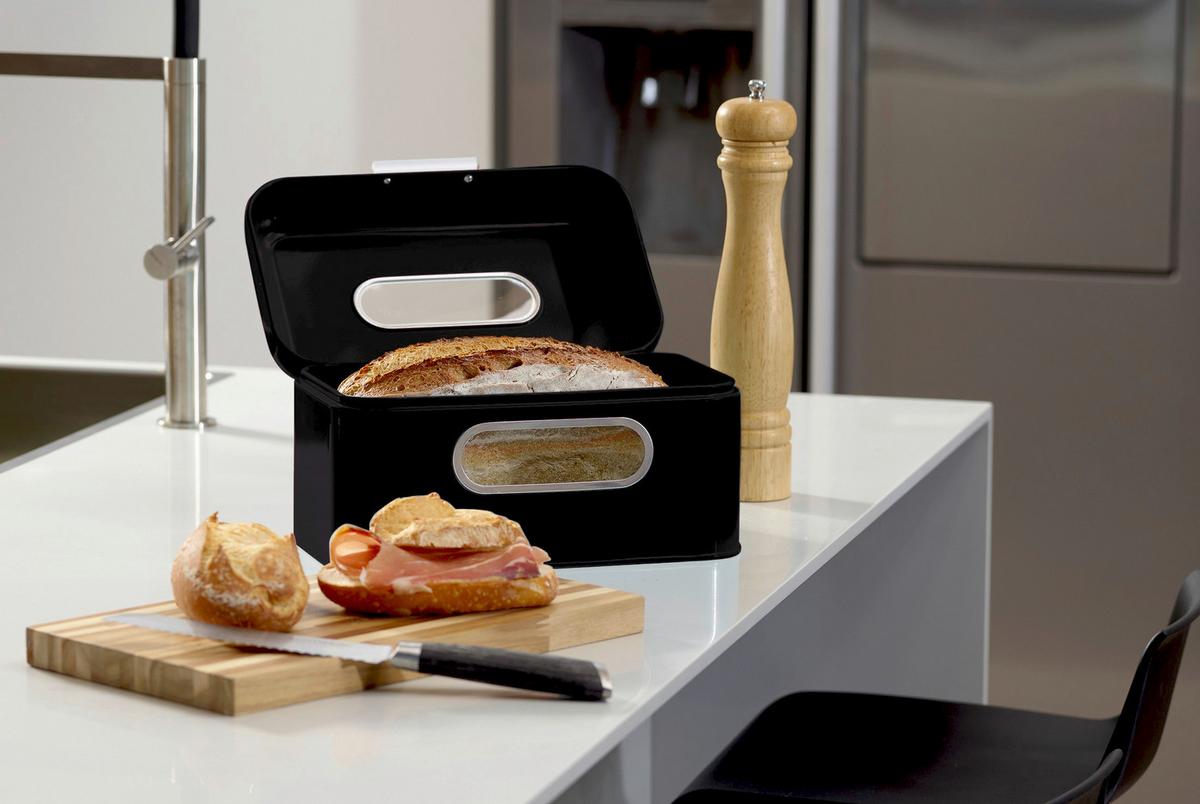 Brotkasten Echtwerk Brotkasten - Schwarz, Design, Metall (30/20/16,5cm) - Echtwerk