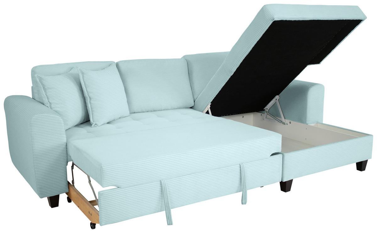 Ecksofa Moritz Graugrün S: ca. 265x155 cm - Salbeigrün, Trend, Textil (265/155cm)