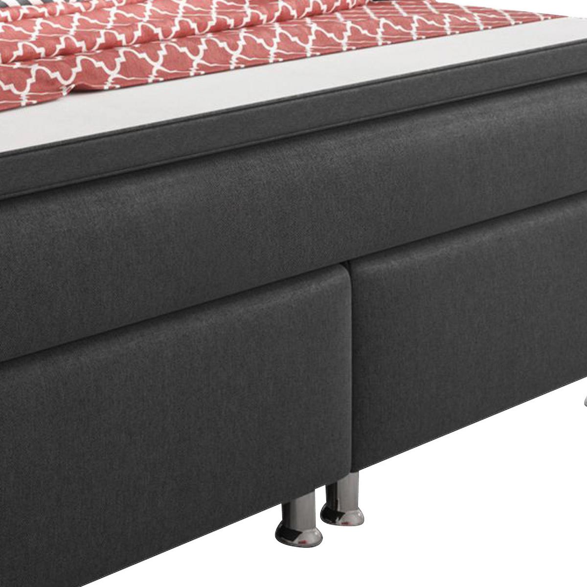 Boxspringbett mit Topper 180x200 cm King Size - Anthrazit/Silberfarben, KONVENTIONELL, Textil (180/115/210cm) - MID.YOU