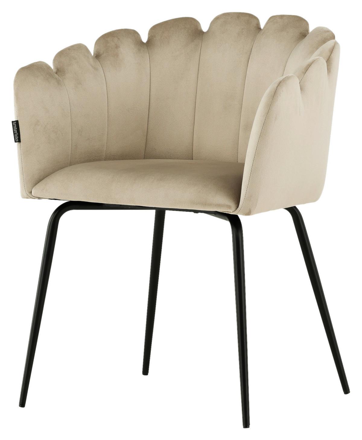 Stuhl Limhamn - Beige/Schwarz, Design, Textil/Metall (52/76.5/51cm) - Livetastic