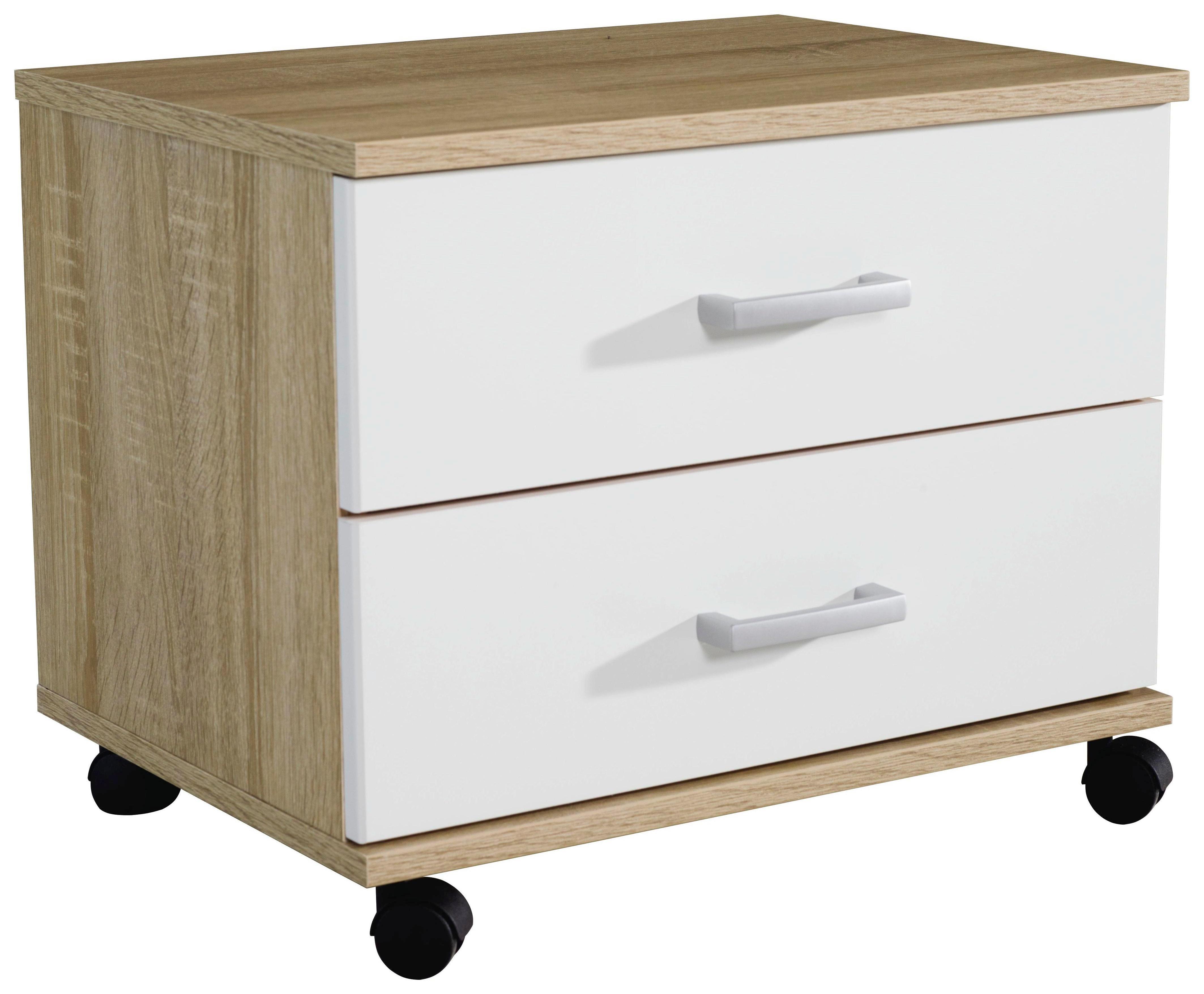 Jugend-rollcontainer Point 50 cm Eiche/Weiß - Weiß/Sonoma Eiche, MODERN, Holzwerkstoff/Kunststoff (50/41/38cm)