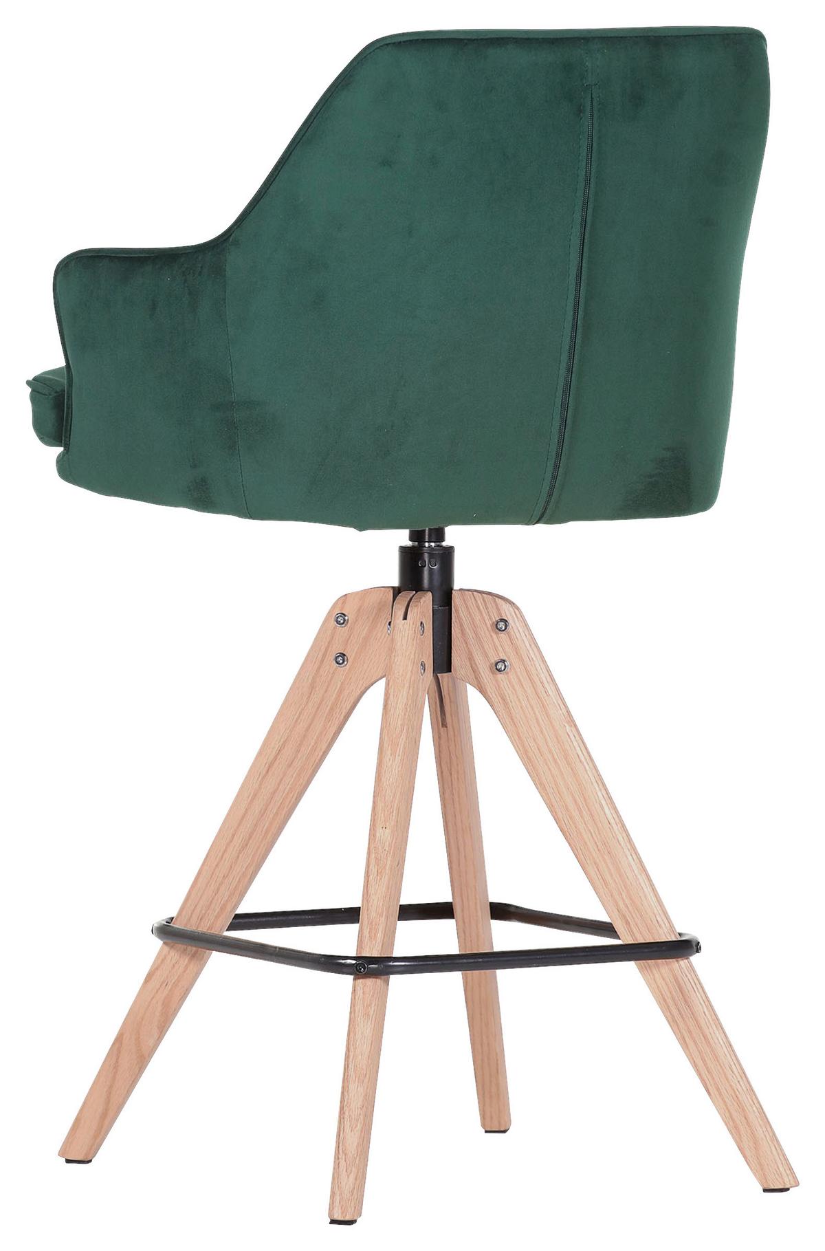 Barhocker Floyd Dunkelgrün, B: 53 cm - Dunkelgrün/Eichefarben, MODERN, Holz/Textil (53/55/100cm) - Livetastic