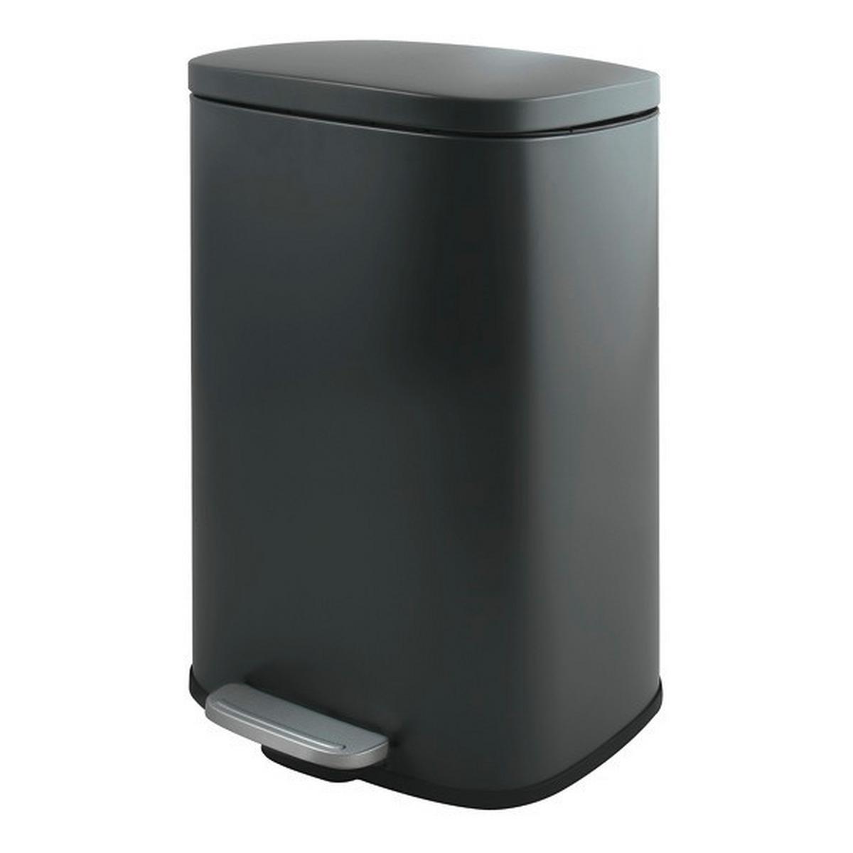Treteimer Akira 30l Schwarz Metall LxBxH: 34,3x23,5x62,9 - Dunkelgrau/Schwarz, Basics, Kunststoff/Metall (34,3/23,5/62,9cm) - Spirella