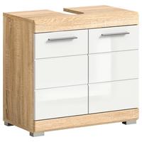 Waschbeckenunterschranklambada Sonoma Eiche/Weiß B: 60 cm - Weiß Hochglanz/Eichefarben, MODERN, Holzwerkstoff (60/56/34cm) - MID.YOU