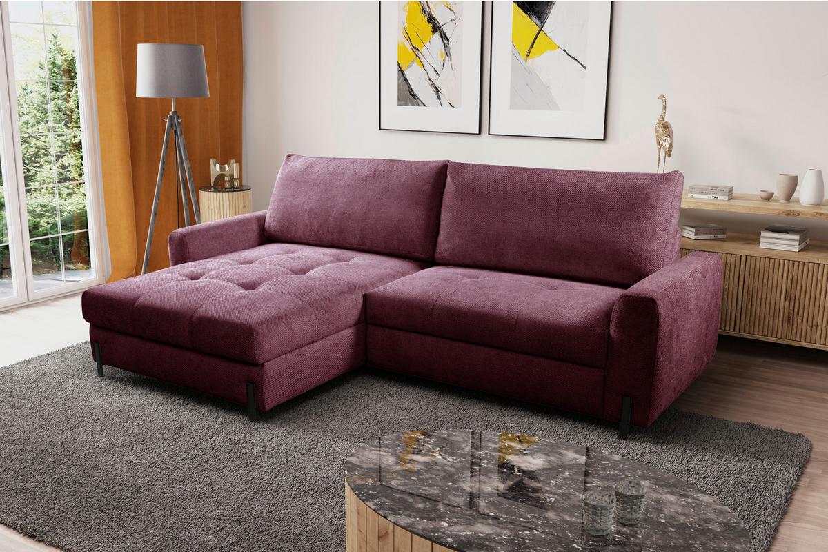 Ecksofa Naomi Bordeaux/Schwarz, 162 cm - Bordeaux/Schwarz, Design, Textil (162/265cm) - MID.YOU