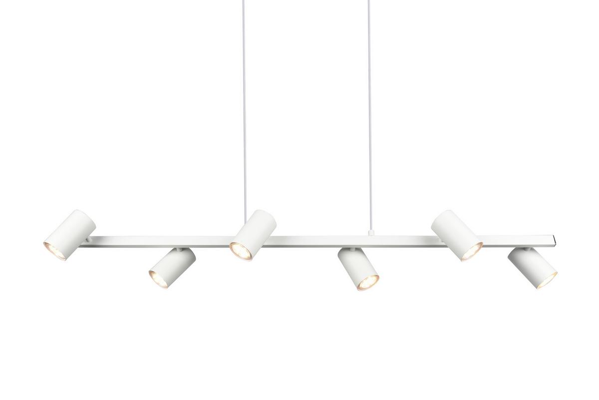 Hängeleuchte Marley H: 150 cm 6-Flammig - Weiß, MODERN, Metall (115/150/18cm) - Trio Leuchten