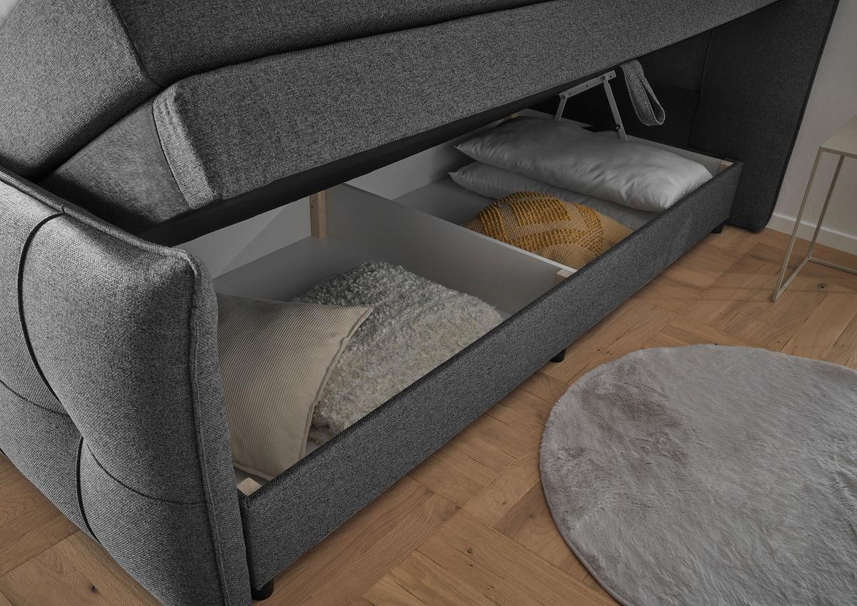 Boxspringbett Manchester 6 - Anthrazit/Schwarz, MODERN, Holzwerkstoff/Textil (180/200cm) - MID.YOU