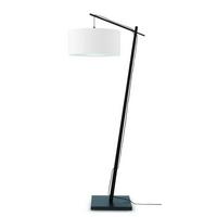 Stehlampe Andes Schwarz/Weiß mit Fußschalter - Schwarz/Weiß, Design, Naturmaterialien/Textil (47/176/23cm) - Good & Mojo