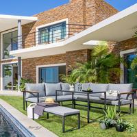 TERASOVÁ SEDACÍ SOUPRAVA KANADA - šedá/černá, Moderní, kov/textil (206/68/206cm) - Modern Living