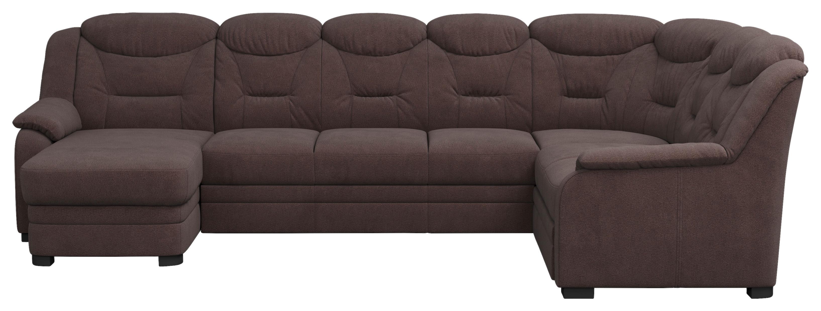 Wohnlandschaft Marcus Braun inkl. Bettkasten - Schwarz/Braun, Basics, Textil (162/330/211cm) - MID.YOU
