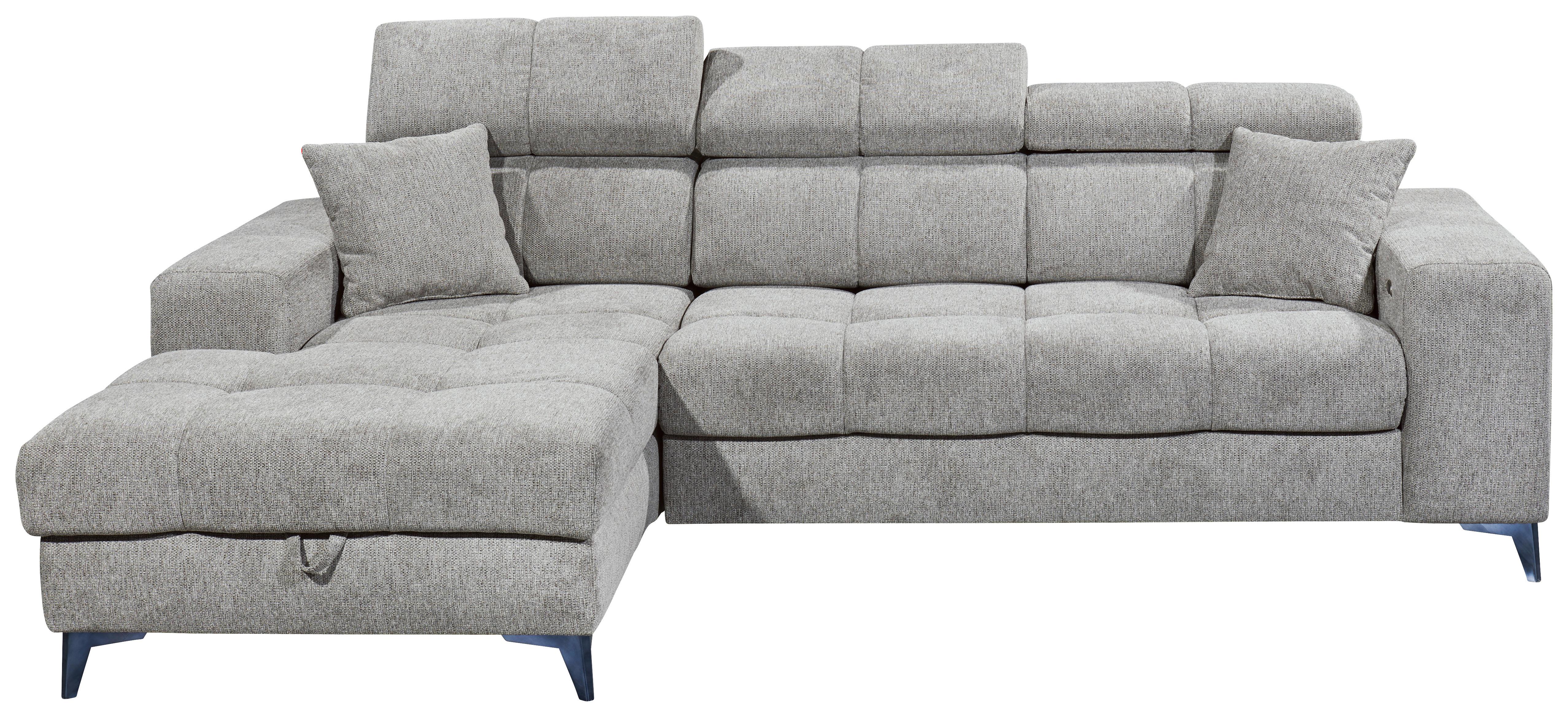 Ecksofa mit Bettkasten Sydney Hellgrau 172x268 cm - Hellgrau/Schwarz, KONVENTIONELL, Textil (172/268cm) - MID.YOU