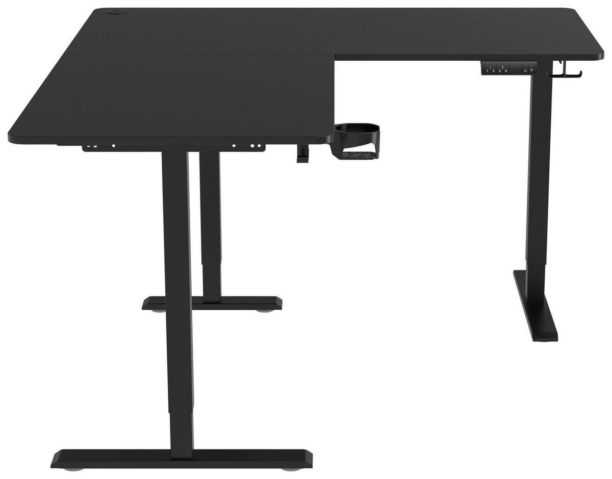 Eckschreibtisch Nimi Schwarz L: 160cm - Schwarz, MODERN, Holzwerkstoff/Kunststoff (160/140/72-117cm) - Livetastic