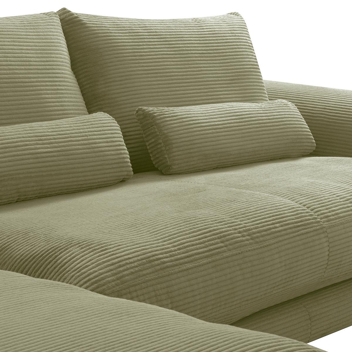 Ecksofa Berlin Cord Olivgrün 172x313 cm - Schwarz/Olivgrün, Design, Textil (172/313cm) - P & B