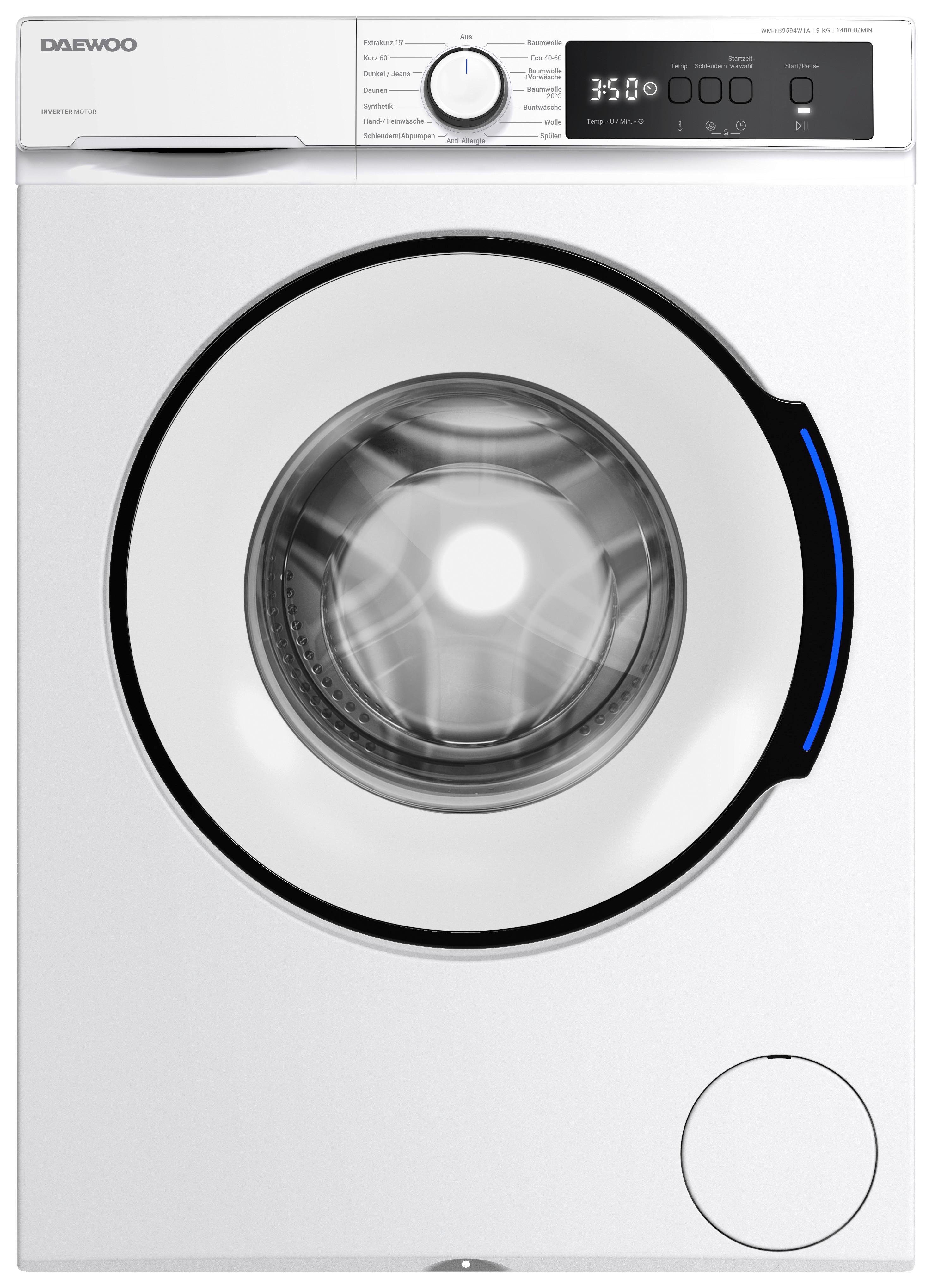 WASCHMASCHINE 10843353 - WM-FB9594W1A-DE - Weiß, Basics, Glas/Kunststoff (59,7/84,5/58,2cm) - Daewoo