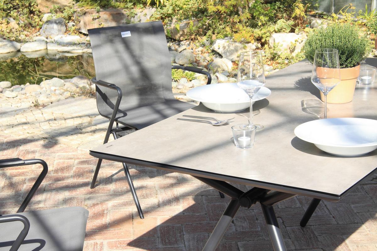 Gartengarnitur 5-Tlg. Alpha Metall/Kunststoff/Glas - Taupe/Anthrazit, Basics, Glas/Kunststoff - Acamp