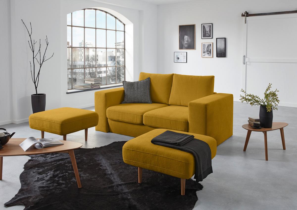 3-sitzer-sofa Looks V-1 - Eichefarben/Gelb, Design, Textil (212/96/107cm) - LOOKS by W.Joop