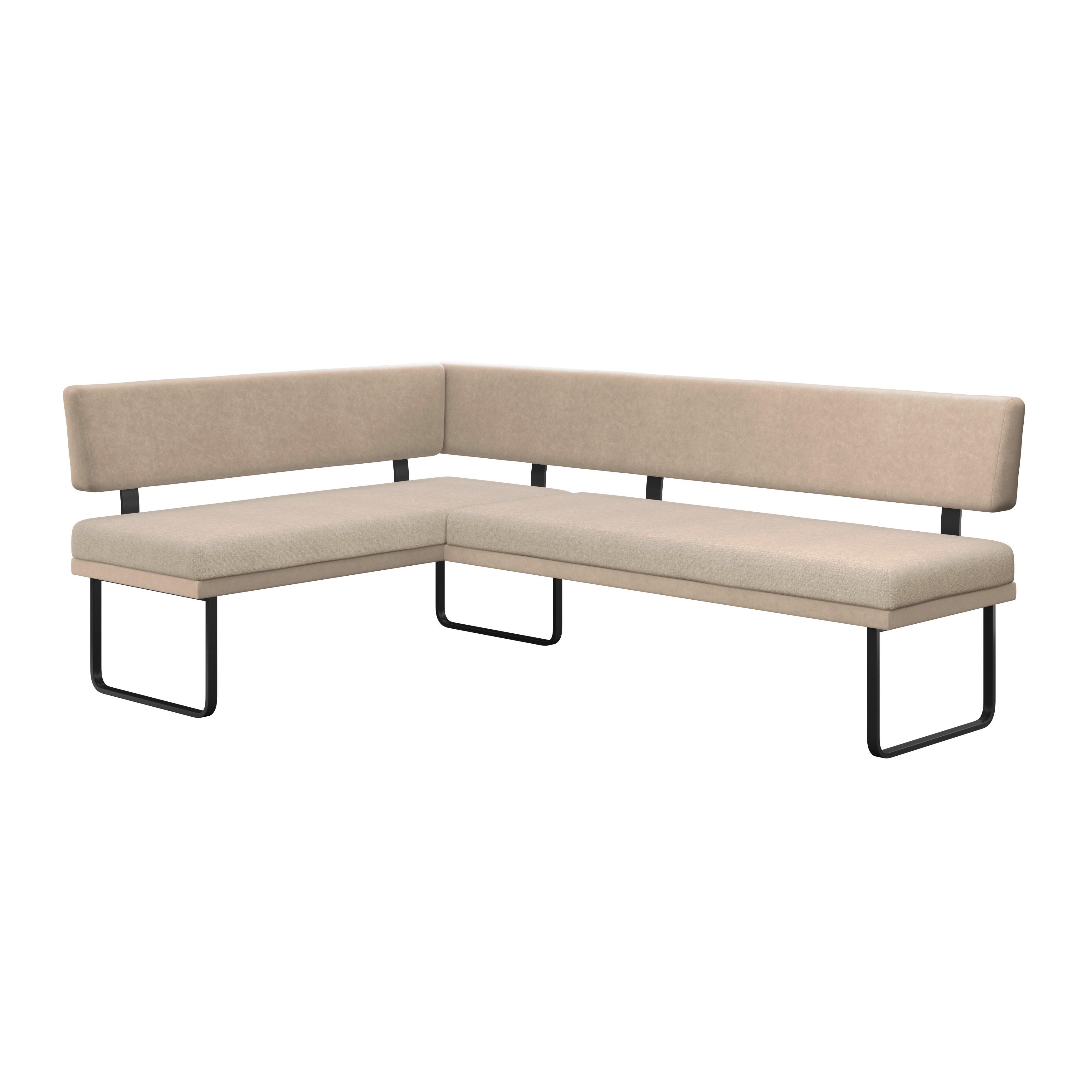 Eckbank Kian Webstoff Creme,  S:164x233 cm - Creme/Schwarz, Trend, Textil/Metall (164/233cm)