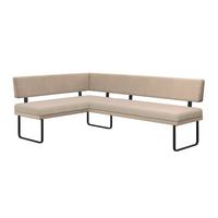 Eckbank Kian Webstoff Creme,  S:164x233 cm - Creme/Schwarz, Trend, Textil/Metall (164/233cm)