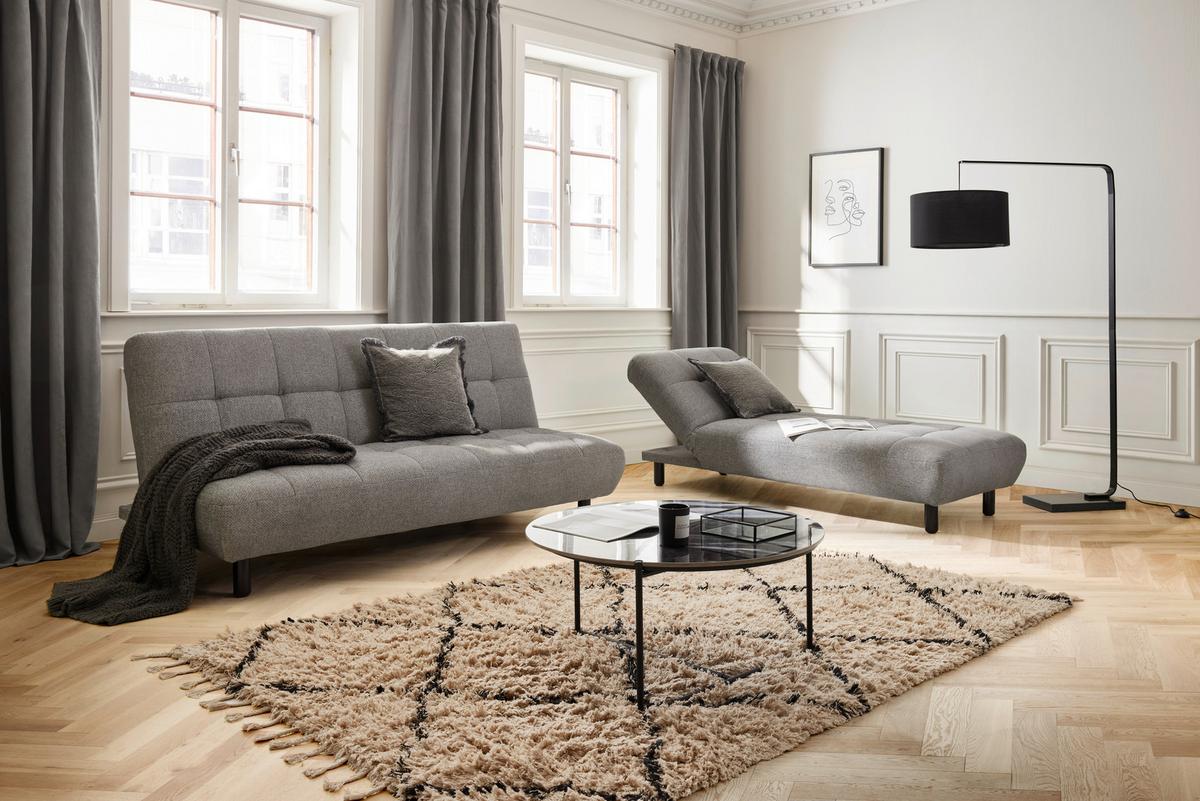 Rozkladacia pohovka Camilla svetlosivá - svetlosivá/tmavohnedá, Modern, drevo/textil (186/90/106cm) - Bessagi Home