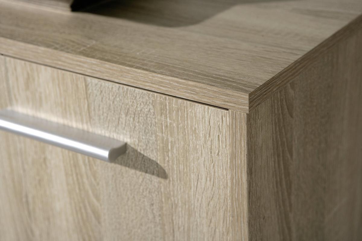 Highboard B 77cm Egadi, Sonoma Eiche Dekor/Weiß - Weiß/Sonoma Eiche, Basics, Holzwerkstoff (77/115/30cm) - MID.YOU
