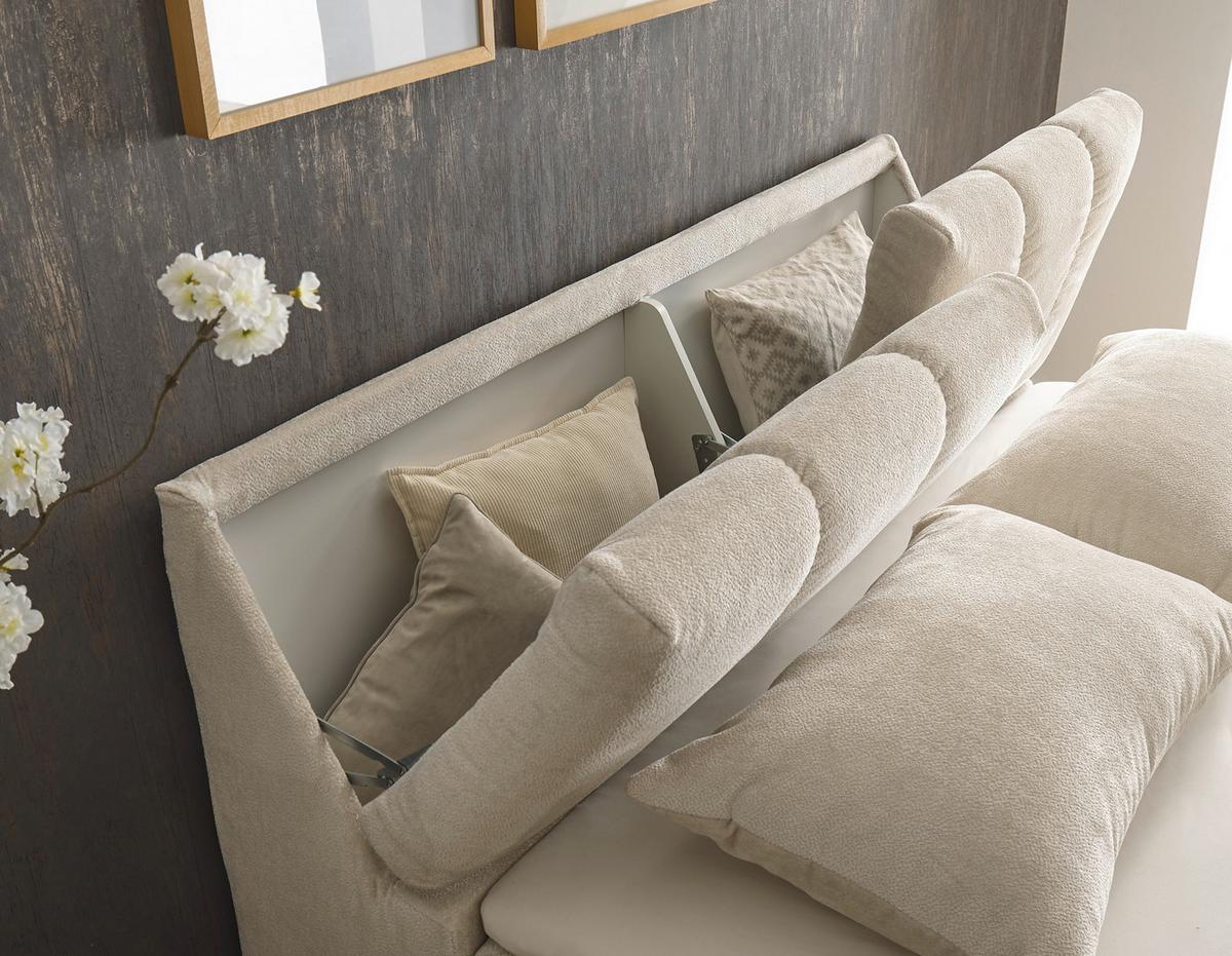 Boxbett Mit Topper+bettkasten 160x200 Cm Valencia - Beige/Schwarz, MODERN, Holzwerkstoff/Textil (160/200cm) - MID.YOU