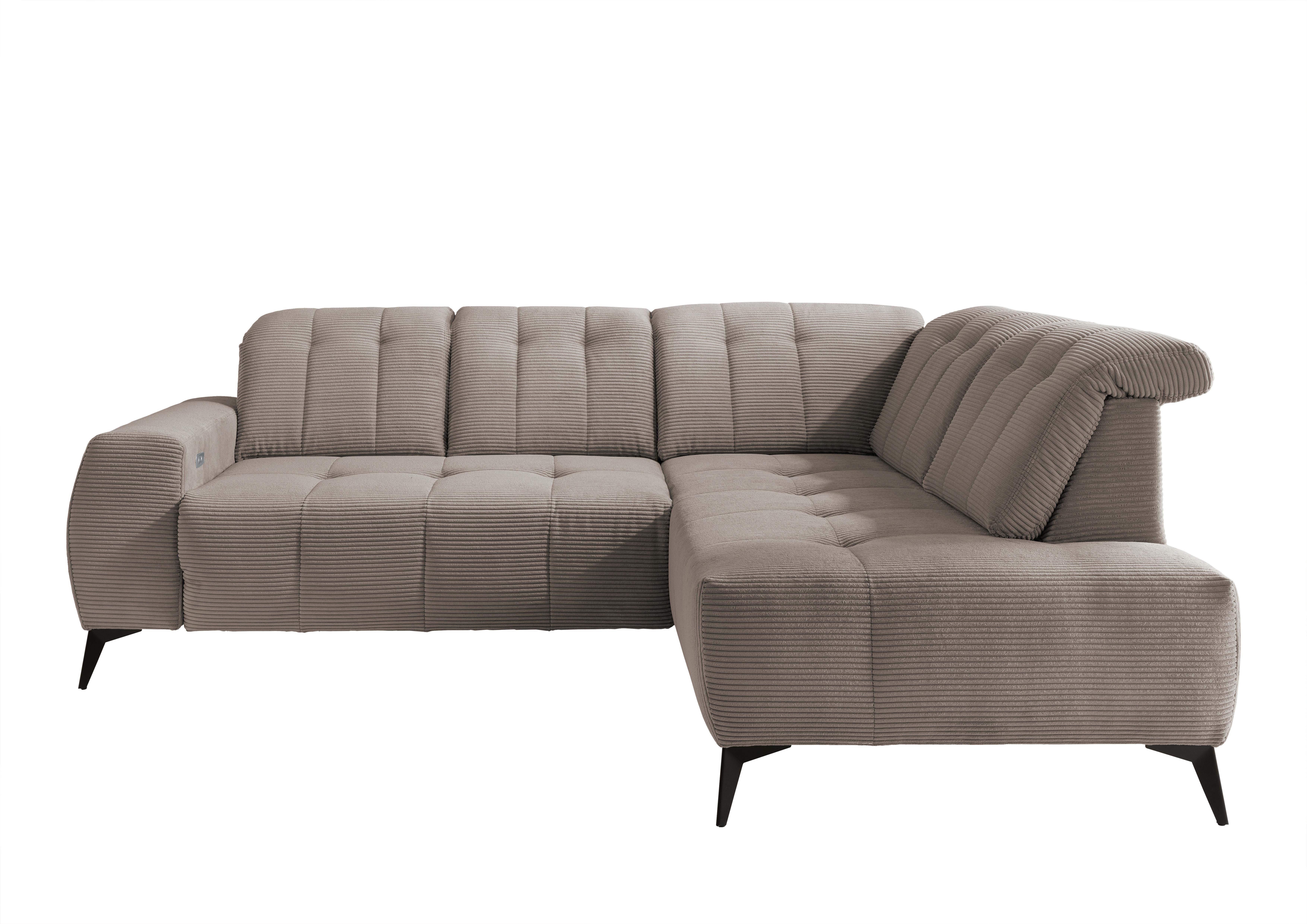 Ecksofa mit USB Anschluss Sano, Graubraun, S: 261x200 cm - Graubraun/Schwarz, MODERN, Textil (261/200cm) - Livetastic