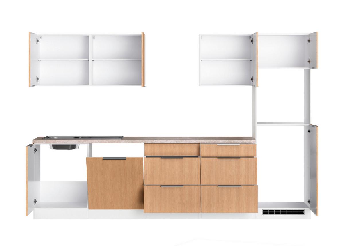 Küchenleerblock Glasgow Weiß/eichefarben B: 300 Cm - Eichefarben/Creme, LIFESTYLE, Holzwerkstoff (300cm) - Held