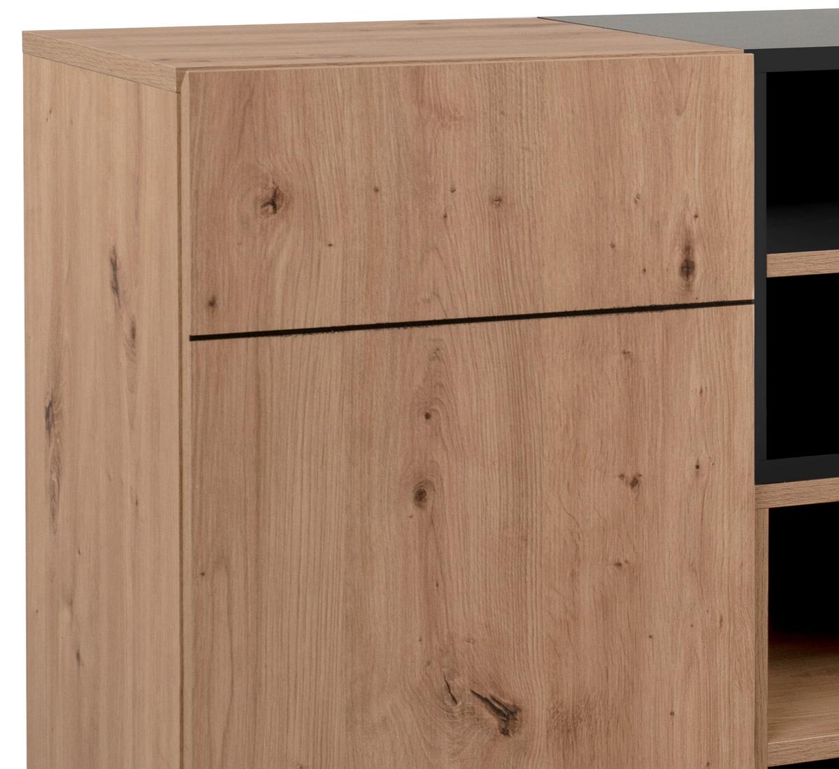 Kommode B 120 Cm Nola, Eiche Dekor/schwarz - Eichefarben/Schwarz, KONVENTIONELL, Holzwerkstoff (120/90/42cm) - MID.YOU