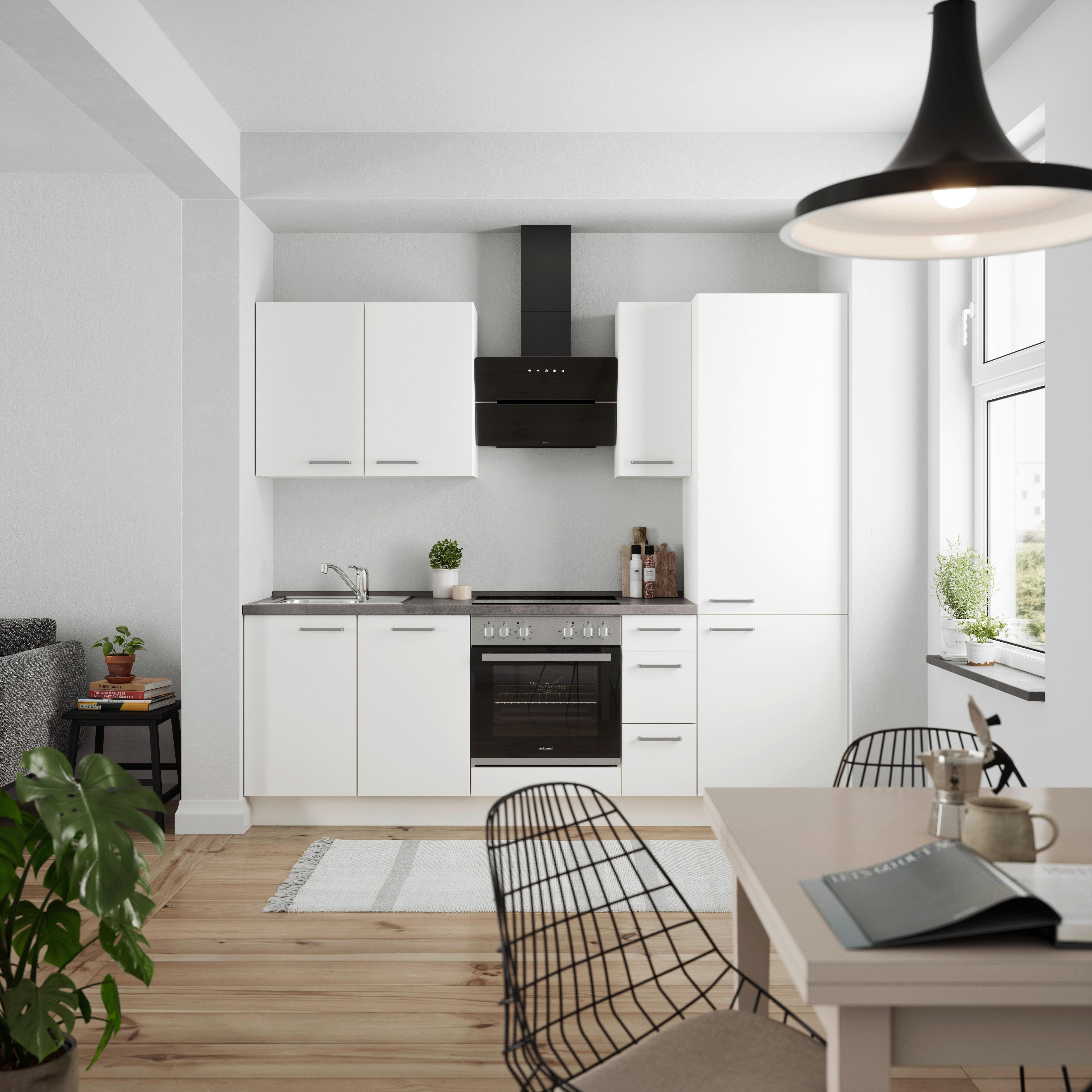 KÜCHENLEERBLOCK TOUCH HIGH - LINE, H2 RECHTS - Weiß/Grau, MODERN, Holzwerkstoff (240cm) - Nobilia