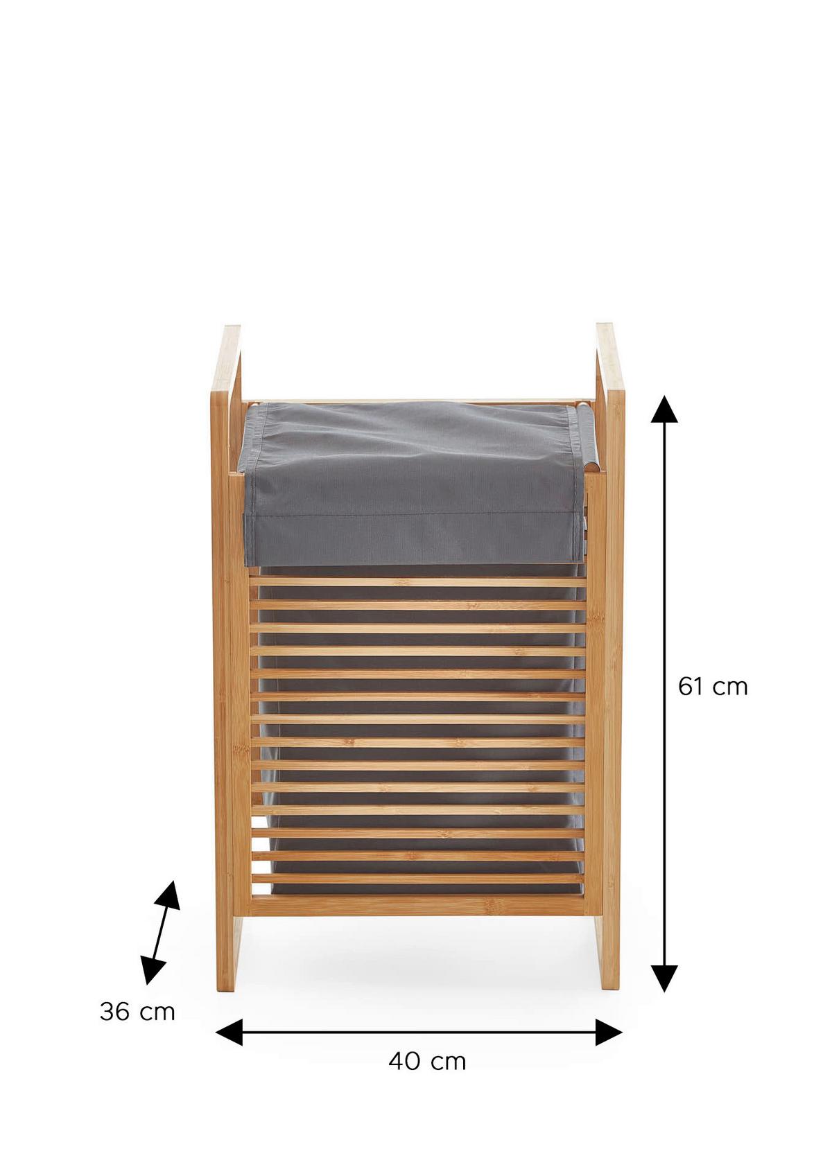 Wäschekorb Grau/Eichefarben B: 31,8 cm - Eichefarben/Grau, Design, Holzwerkstoff/Textil (31,8/75,5/60,6cm) - MID.YOU