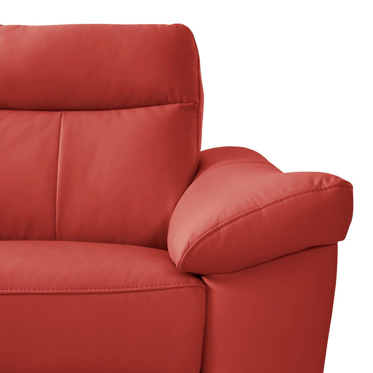 Ecksofa Luna Teilleder Rot 194x242 - Chromfarben/Rot, Design, Leder/Textil (194/242cm) - Livetastic