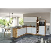 Eckküche Florenz ohne Geräte 240x270 cm Weiß/Eichefarben - Eiche Wotan/Weiß, Design, Holzwerkstoff (240/270cm) - Held