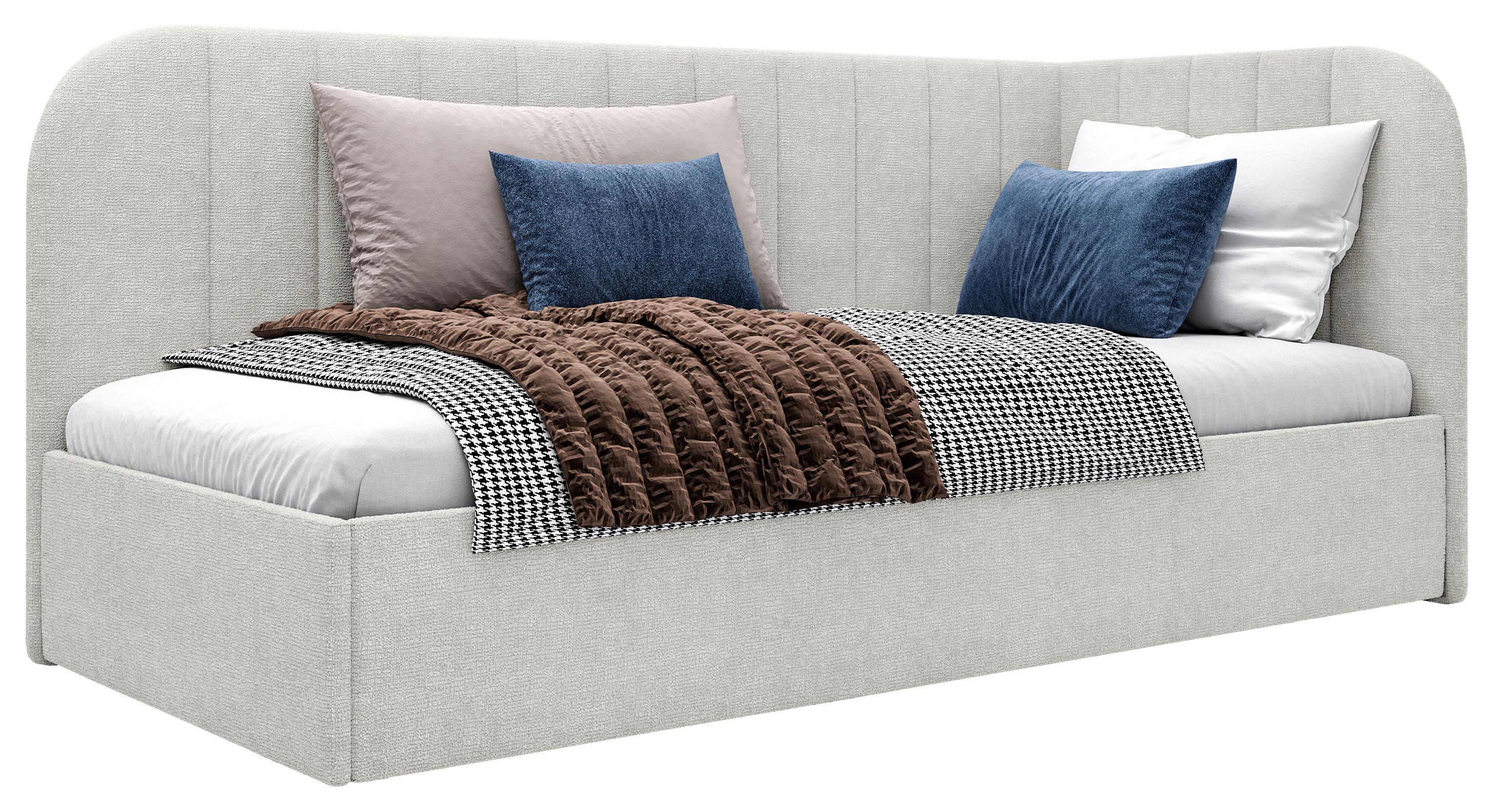 Polsterbett Millow Rechts Beige Lf: 90x200 Cm - Beige/Schwarz, MODERN, Holz/Holzwerkstoff (90/200cm) - MID.YOU